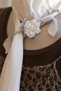 White rose silk scarflette